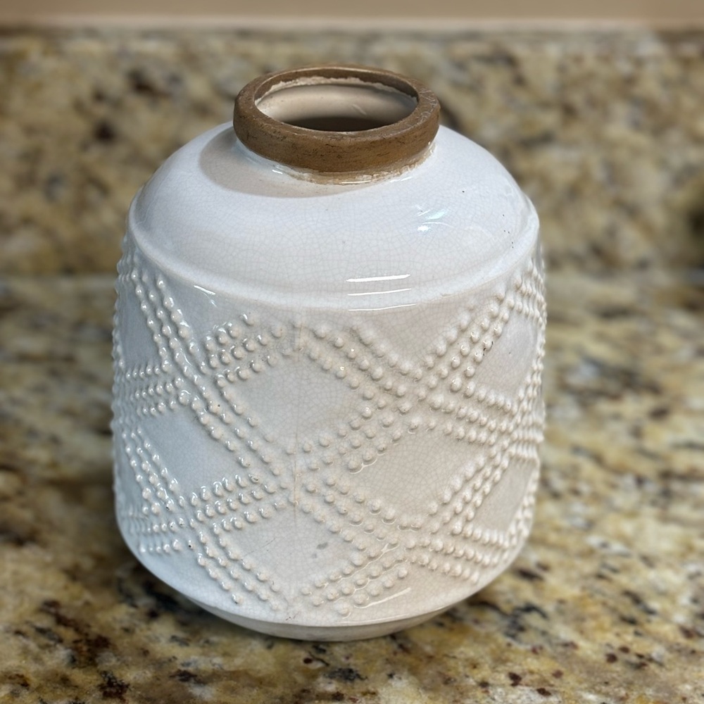 White Textured Ceramic Vase